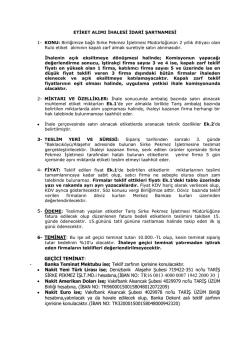 İDARİ ve TEKNİK ŞARTNAME