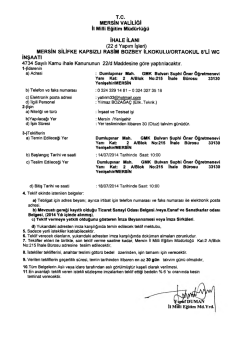 İhale Duyuruları İçin Tıklayınız.! - Mersin İl Milli Eğitim Müdürlüğü