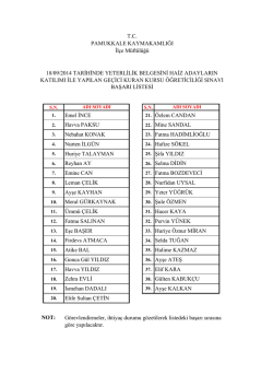 Emel ĠNCE 21. &Ouml;zlem CANDAN Havva PAKSU 22. Mine SANDAL