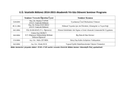 E.&Uuml;. İstatistik B&ouml;l&uuml;m&uuml; 2014-2015 Akademik Yılı G&uuml;z D&ouml;nemi