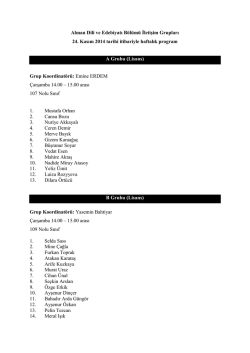Alman Dili ve Edebiyatı B&ouml;l&uuml;m&uuml; İletişim Grupları 24. Kasım 2014