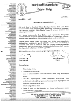 2014/48 - Burs Başvuru Formu - İzmir Esnaf ve Sanatkarlar Odaları