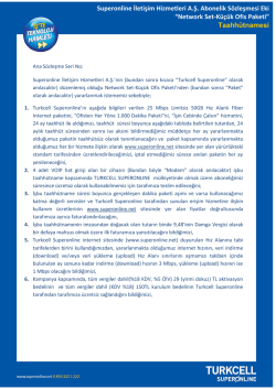 Superonline İletişim Hizmetleri A.Ş. Abonelik S&ouml;zleşmesi
