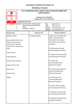 Akreditasyon Sertifikası Eki (Sayfa 1/3) Akreditasyon Kapsamı