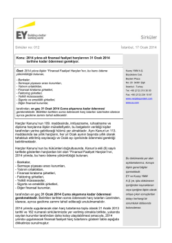 2014 yılına ait finansal faaliyet har&ccedil;larının 31 Ocak 2014 tarihine