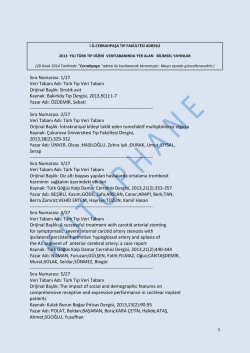 Sıra Numarası: 1/27 Veri Tabanı Adı: Türk Tıp Veri Tabanı Orijinal
