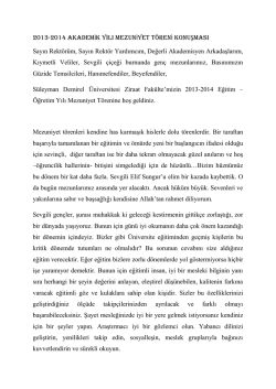 ın Mezuniyet Töreni Konuşması - Süleyman Demirel Üniversitesi