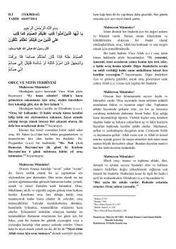 ORU&Ccedil; VE NEFİS TERBİYESİ
