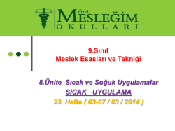 8.&Uuml;nite Sıcak ve Soğuk Uygulamalar SICAK UYGULAMA 23. Hafta