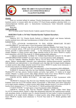 Şubat 2014 Faaliyet Raporu - Rize Ticaret ve Sanayi Odası