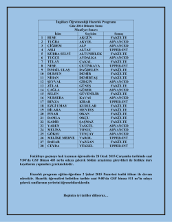 İngilizce Öğretmenliği Hazırlık Programı Güz 2014 Dönem Sonu