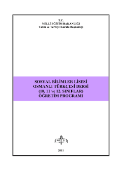 SOSYAL BİLİMLER LİSESİ OSMANLI T&Uuml;RK&Ccedil;ESİ DERSİ (10, 11 ve