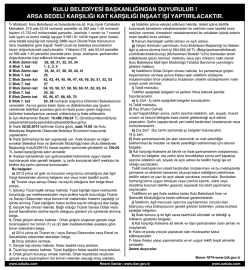 arsa bedeli karşılığı kat karşılığı inşaat işi yaptırılacaktır.