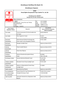 Akreditasyon Sertifikası Eki (Sayfa 1/2) Akreditasyon Kapsamı