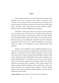 Oyun Teorisi &Ccedil;er&ccedil;evesinde Stratejik Ticaret Politikalarının