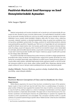 Pozitivist-Marksist Sınıf Kavrayışı ve Sınıf Deneyimlerindeki A&ccedil;mazları