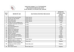 Bilgi İşlem Daire Başkanlığı Kamu Hizmet Standardı