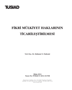 Fikri M&uuml;lkiyet Haklarının Ticarileştirilmesi Raporu.FH10