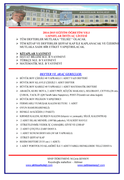 2014-2015 eğitim &ouml;ğretim yılı 1.sınıflar ihtiya&ccedil; listesi