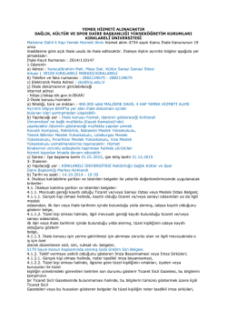 yemek hizmeti alınacaktır sağlık, k&uuml;lt&uuml;r ve spor daire başkanlığı