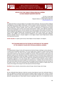 hipotez test etme temelli fiziksel/kimyasal değişim ile renk değişimi