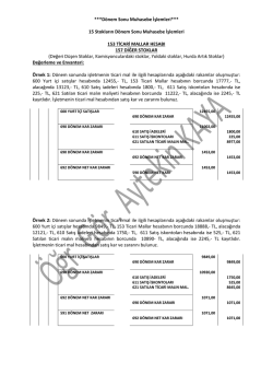 ***D&ouml;nem Sonu Muhasebe İşlemleri*** 15 Stokların