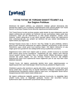 Kar Dağıtım Politikası