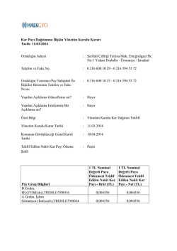 Kar Payı Dağıtımına İlişkin Y&ouml;netim Kurulu Kararı Tarih