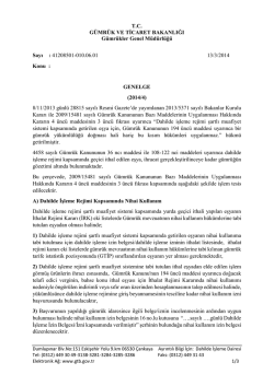 Nihai Kullanım - T.C. G&uuml;mr&uuml;k ve Ticaret Bakanlığı