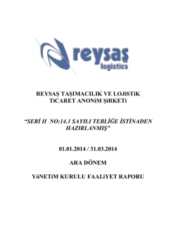 31.03.2014 FAALİYET RAPORU