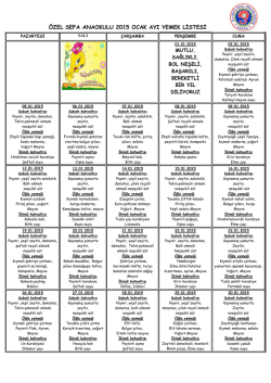 özel sefa anaokulu 2014 aralık ayı yemek listesi