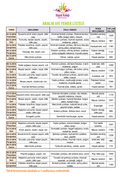 aralık ayı yemek listesi