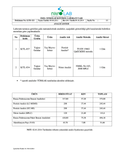 Analiz Listesi - Nitrolab Özel Kontrol Laboratuvarı