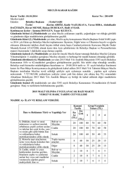 MECLİS KARAR KAĞIDI Karar Tarihi :10.10.2014 Karar No : 2014