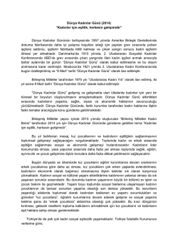 D&uuml;nya Kadınlar G&uuml;n&uuml; (2014) - Halk Sağlığı Enstit&uuml;s&uuml;