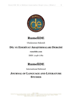 Dergi Dosyası - RumeliDE | Dil ve Edebiyat Araştırmaları Dergisi