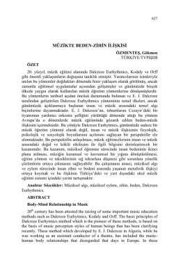 &Ouml;ZMENTEŞ, G&ouml;kmen-M&Uuml;ZİKTE BEDEN-ZİHİN İLİŞKİSİ