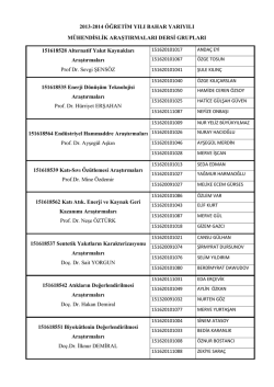 2013-2014 &Ouml;ğretim Yılı Bahar Yarıyılı M&uuml;hendislik Araştırmaları