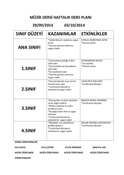 m&uuml;zik dersi haftalık ders planı 29/09/2014 03/10/2014 sınıf d&uuml;zeyi