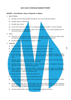 MAVİ HAYAT İSTİHDAM DERNEĞİ T&Uuml;Z&Uuml;Ğ&Uuml; B&Ouml;L&Uuml;M 1: İsim/Merkez