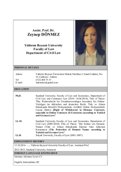 Assist. Prof. Dr. Zeynep D&Ouml;NMEZ - Yıldırım Beyazıt &Uuml;niversitesi