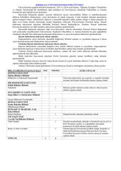 Kırıkkale &Uuml;niversitesi &Ouml;ğretim &Uuml;yesi Alım İlanı