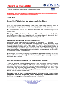Nihai T&uuml;keticilerin Mal İadelerinde Belge D&uuml;zeni