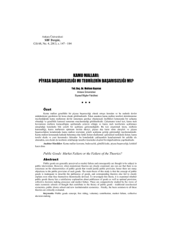 Kamu Malları: Piyasa Başarısızlığı mı Teorilerin Başarısızlığı mı?