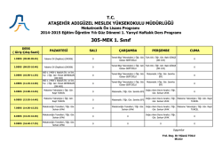 305-MEK 1. Sınıf - Ataşehir Adıgüzel Meslek Yüksekokulu