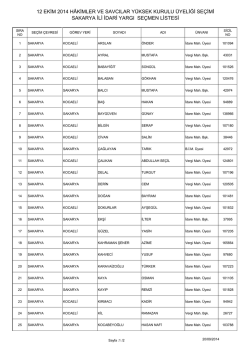 sakarya ili idari yargı seçmen listesi 12 ekim 2014 hâkimler ve
