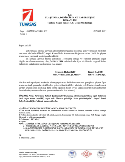 TEKLİF İSTEME UZUN EKLİ - T&uuml;rkiye Vagon Sanayi A.Ş.