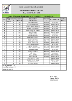 8-a sınıf lġstesġ
