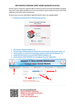 MSS MODÜLÜ PERSONEL ŞİFRE VERME İŞLEMLERİ KILAVUZU