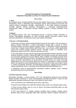 Necmettin Erbakan &Uuml;niversitesi &Ouml;ğretim &Uuml;yeliğine Atanma ve